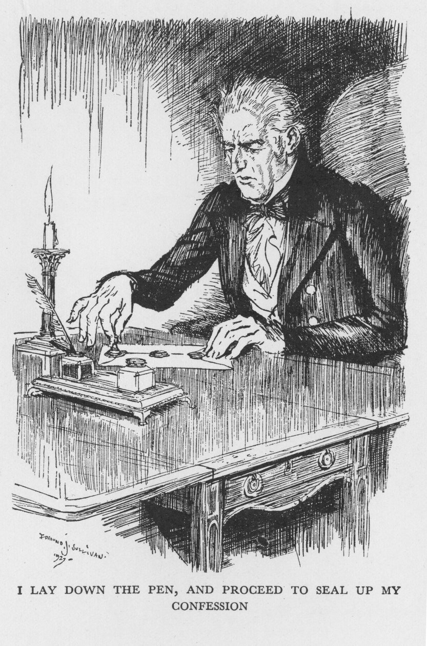 Escena de El extraño caso del Dr. Jekyll y Mr. Hyde de Robert Louis Stevenson, 1927 de Edmund Joseph Sullivan