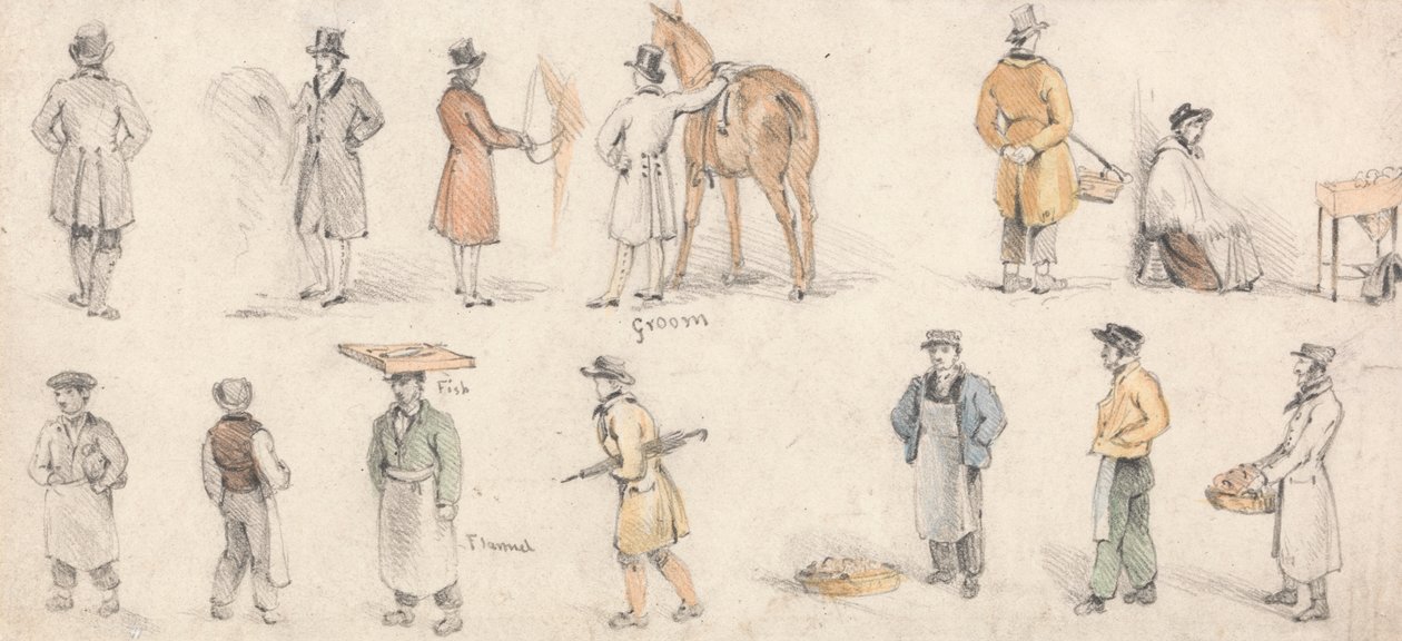 Estudios de comerciantes y mozos de cuadra de Edmund Thomas Parris