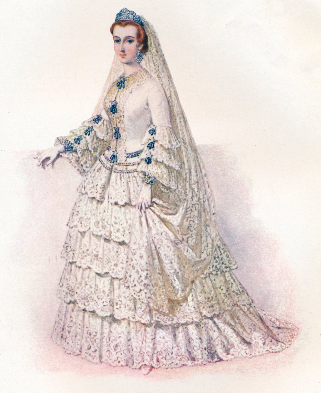 La emperatriz Eugenia en su vestido de novia, 1853, 1902 de Edmund Thomas Parris