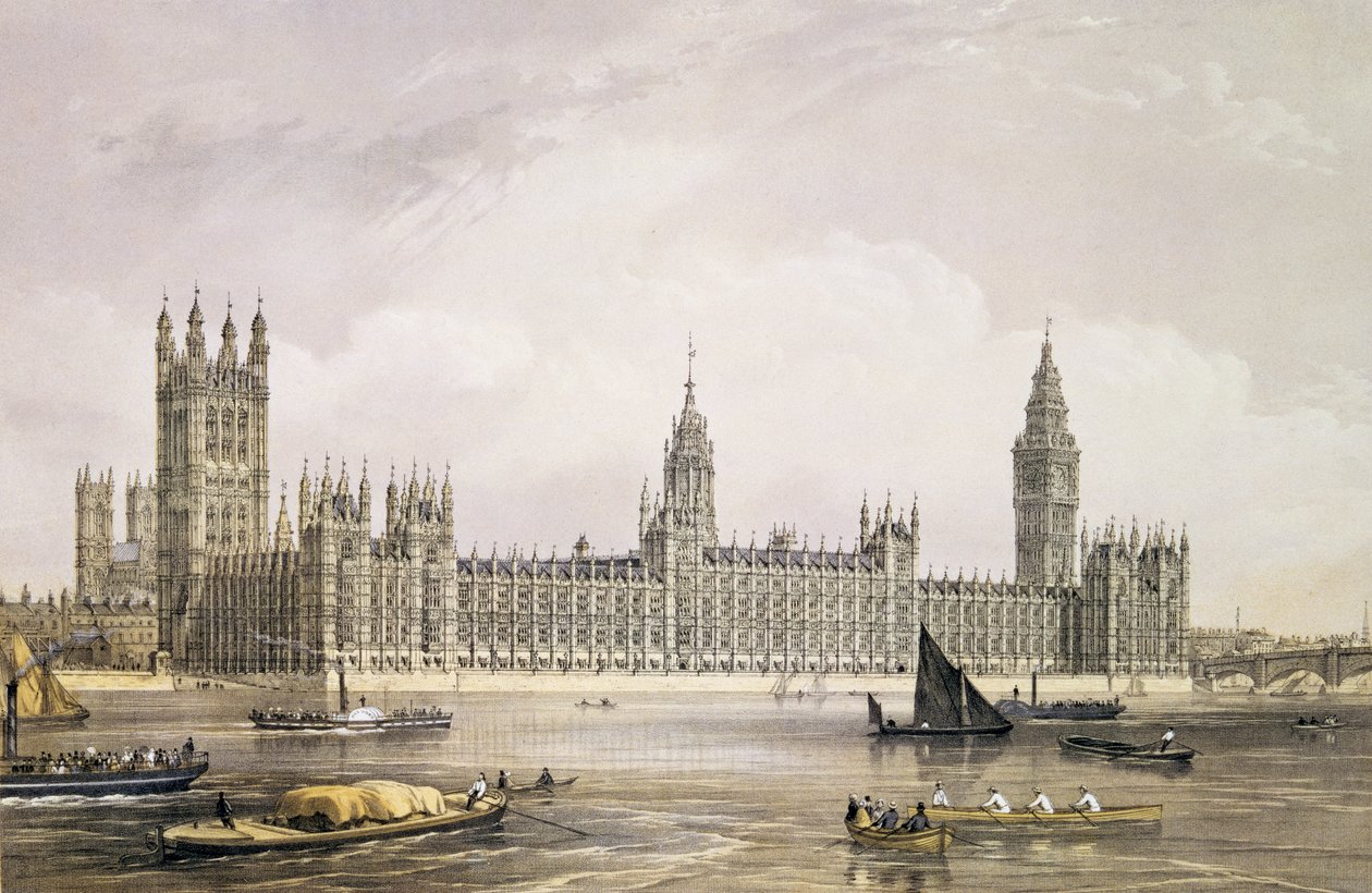 Las Nuevas Casas del Parlamento, grabado por Thomas Picken, publicado 1852 de Edmund Walker