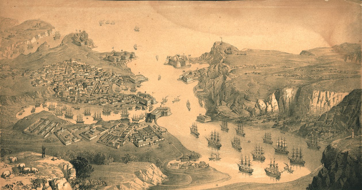 La ciudad, fuertes y puertos de Sebastopol, 1854 de Edmund Walker