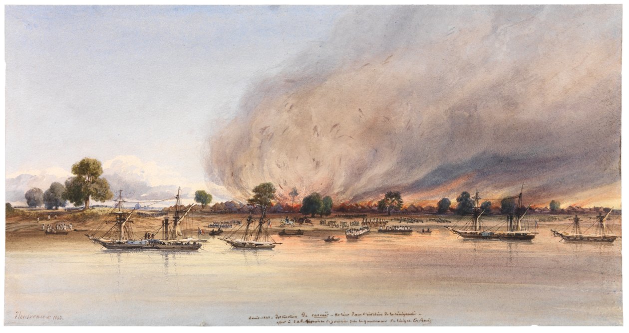 La Destrucción de la Ciudad de Cascas en Senegal de Edouard Auguste Nousveaux