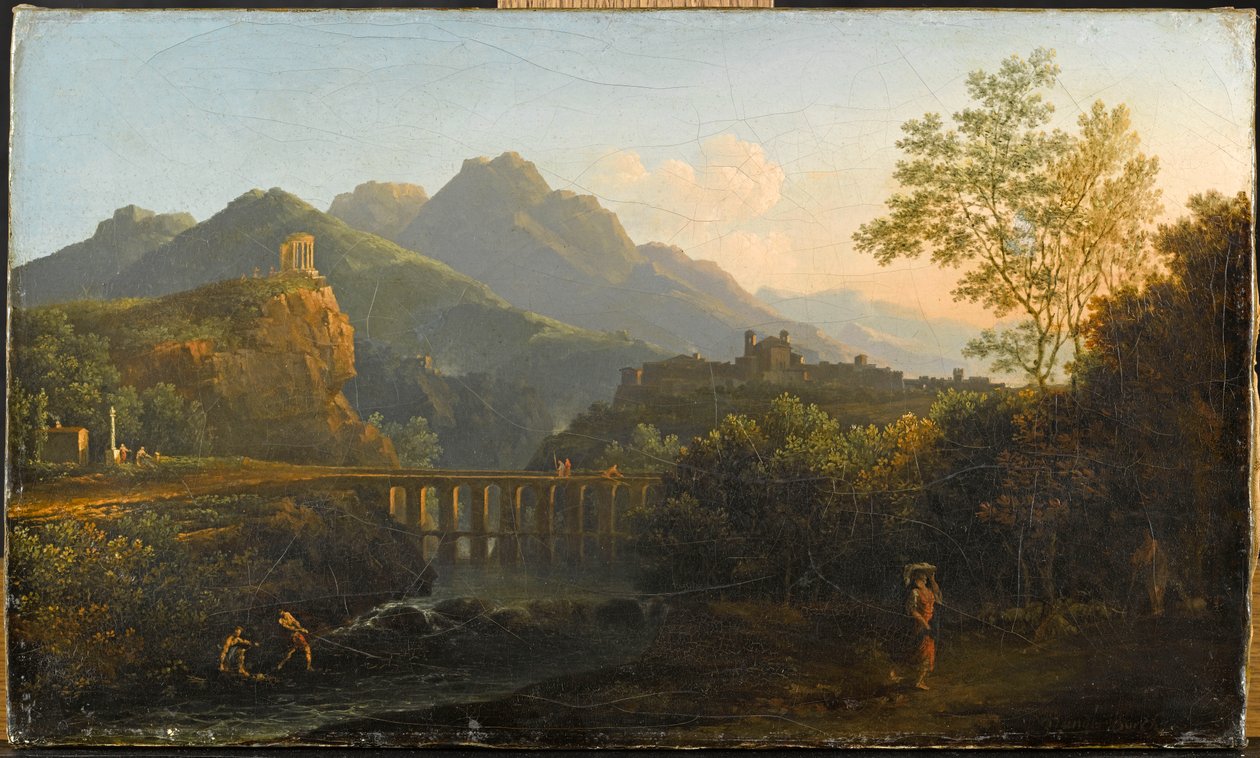 Vista del templo de la Sibila en Tívoli según la interpretación del pintor de Edouard Jacques André Vanderbuch
