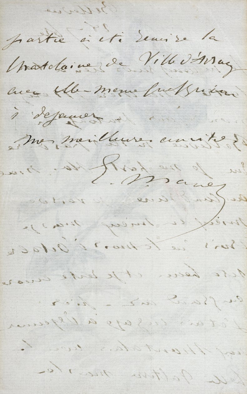 2da página de una carta del pintor Manet a su amiga y modelo, Mery Laurent de Édouard Manet