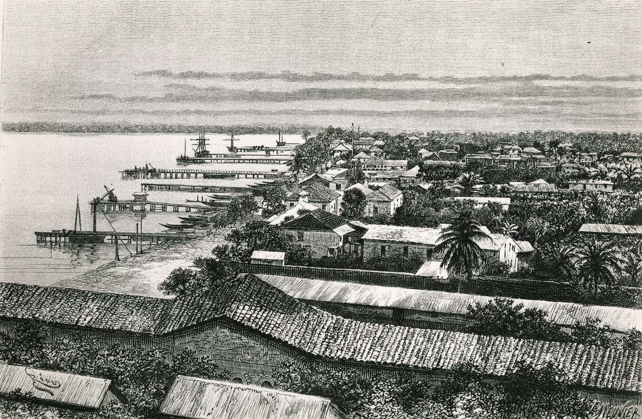 Barrio europeo en Lagos, Nigeria, 1887 de Edouard Riou