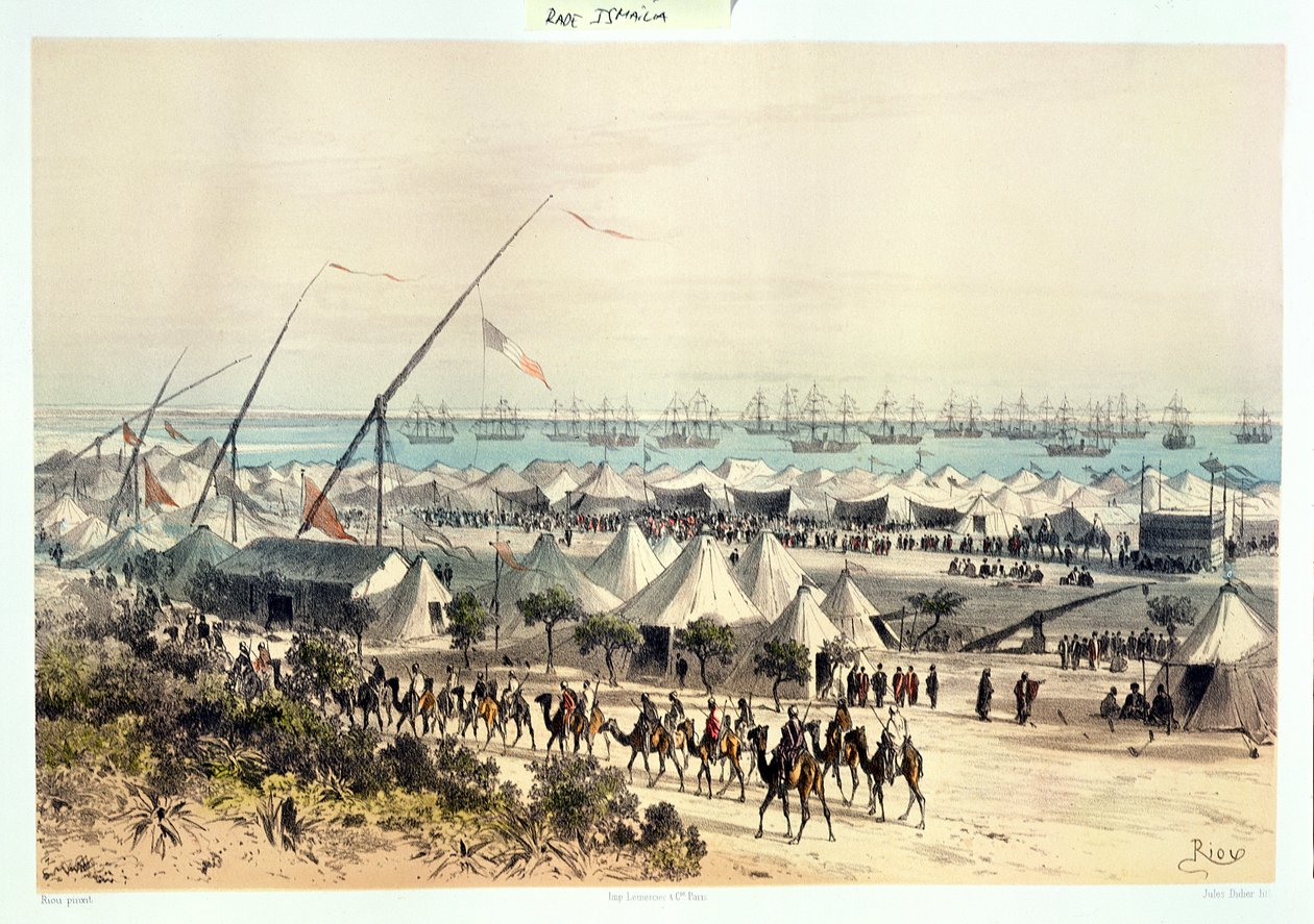 La procesión de inauguración del Canal de Suez en el puerto de Ismailiya, de 