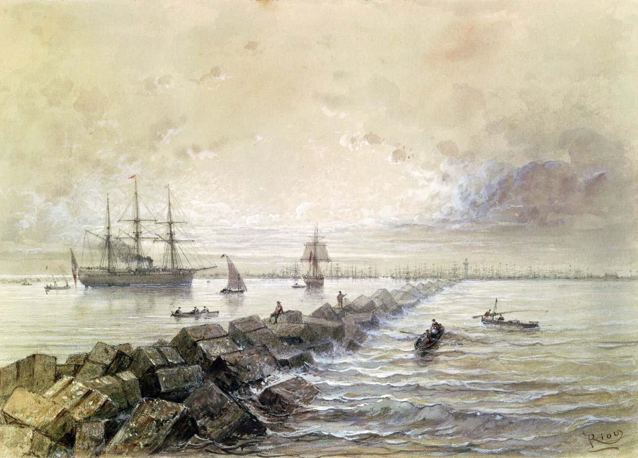 El canal de Suez, de un álbum de recuerdos que conmemora el viaje de la emperatriz Eugenia (1827-1920) en la inauguración en 1869 de Edouard Riou