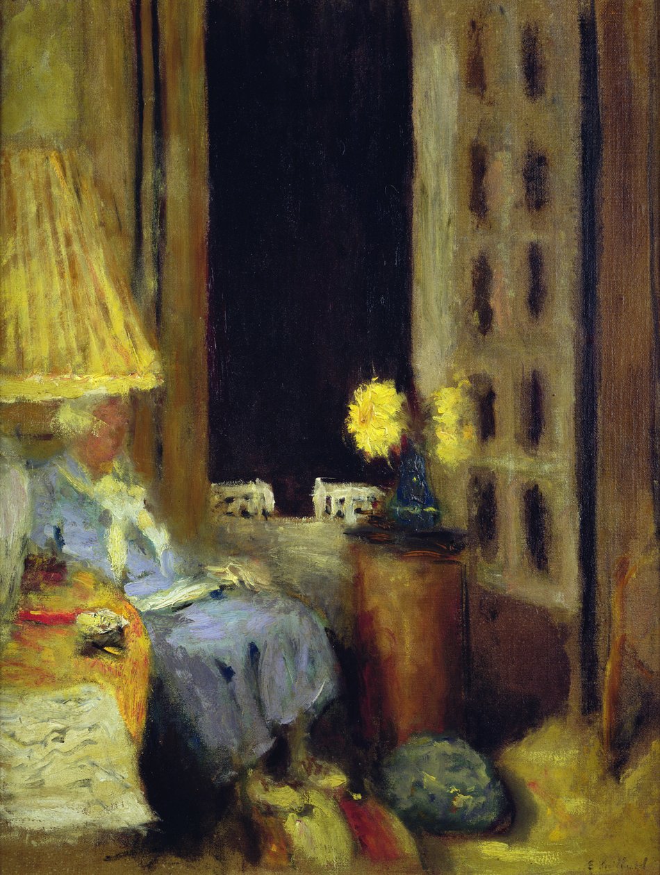 Mujer leyendo, por la noche de Edouard Vuillard
