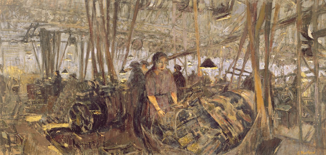 Interior de una fábrica de municiones: La forja, 1916-17 de Edouard Vuillard