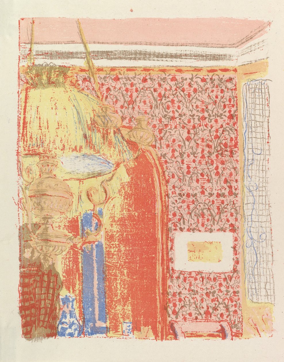Interior con Papel Tapiz Rosa II, de la serie Paisajes e Interiores de Edouard Vuillard