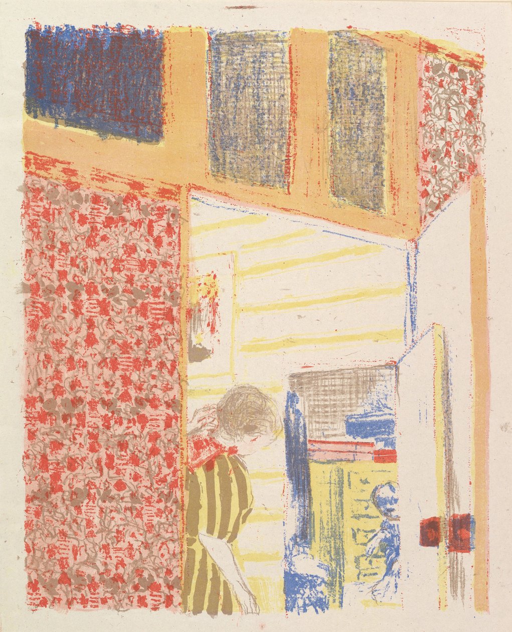 Interior con Papel Tapiz Rosa III, de la serie Paisajes e Interiores de Edouard Vuillard