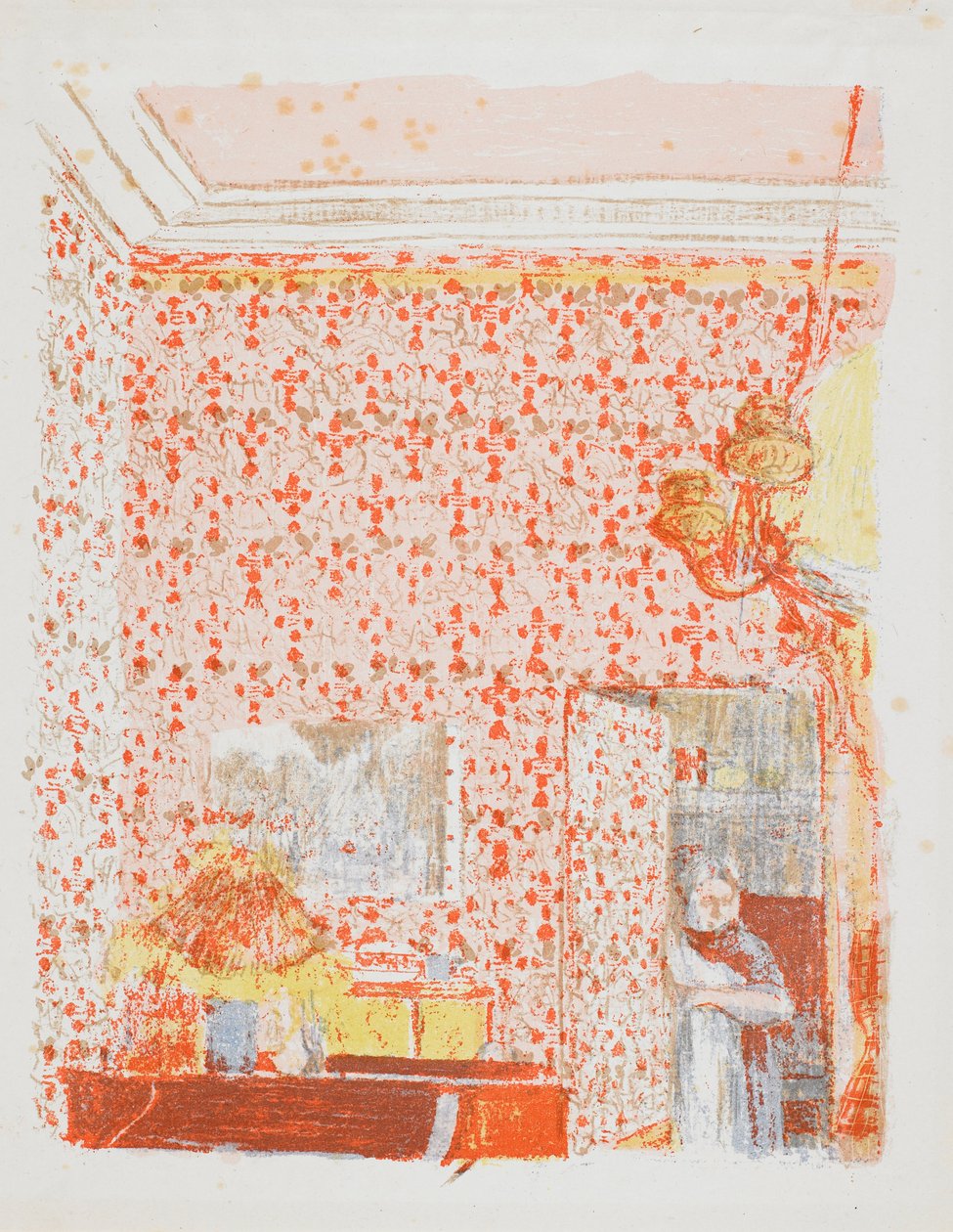 Interior con cortinas rosas I de Edouard Vuillard