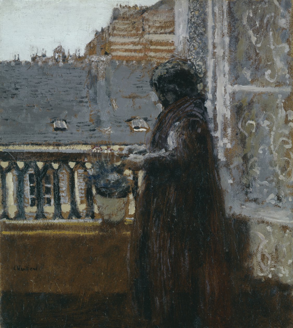 Madame Vuillard en su balcón, c.1899 de Edouard Vuillard