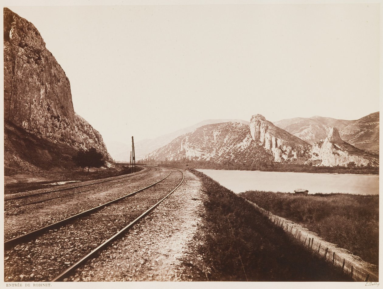 Aproximación al puerto de montaña de Donzère, del álbum "El Ferrocarril del Norte de París a Lyon y el Mediterráneo", c.1861 (impresión a la albúmina) de Edouard Denis Baldus