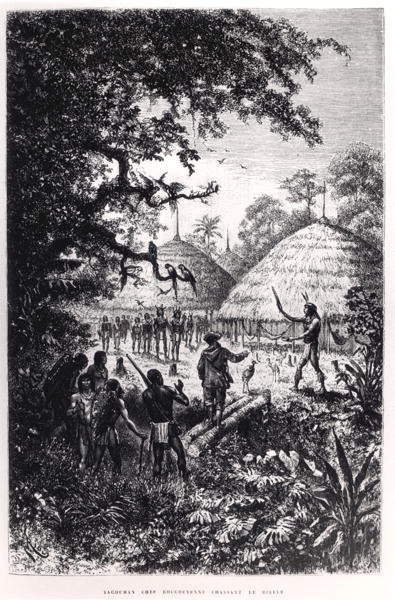 Jefe Yagouman Rougouyenne cazando al diablo, ilustración de 