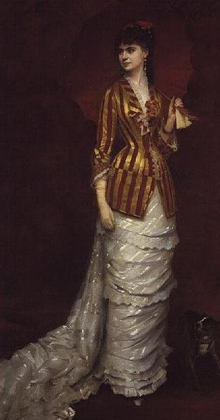 Dama elegante paseando con su perro de Edouard Alexandre Sain