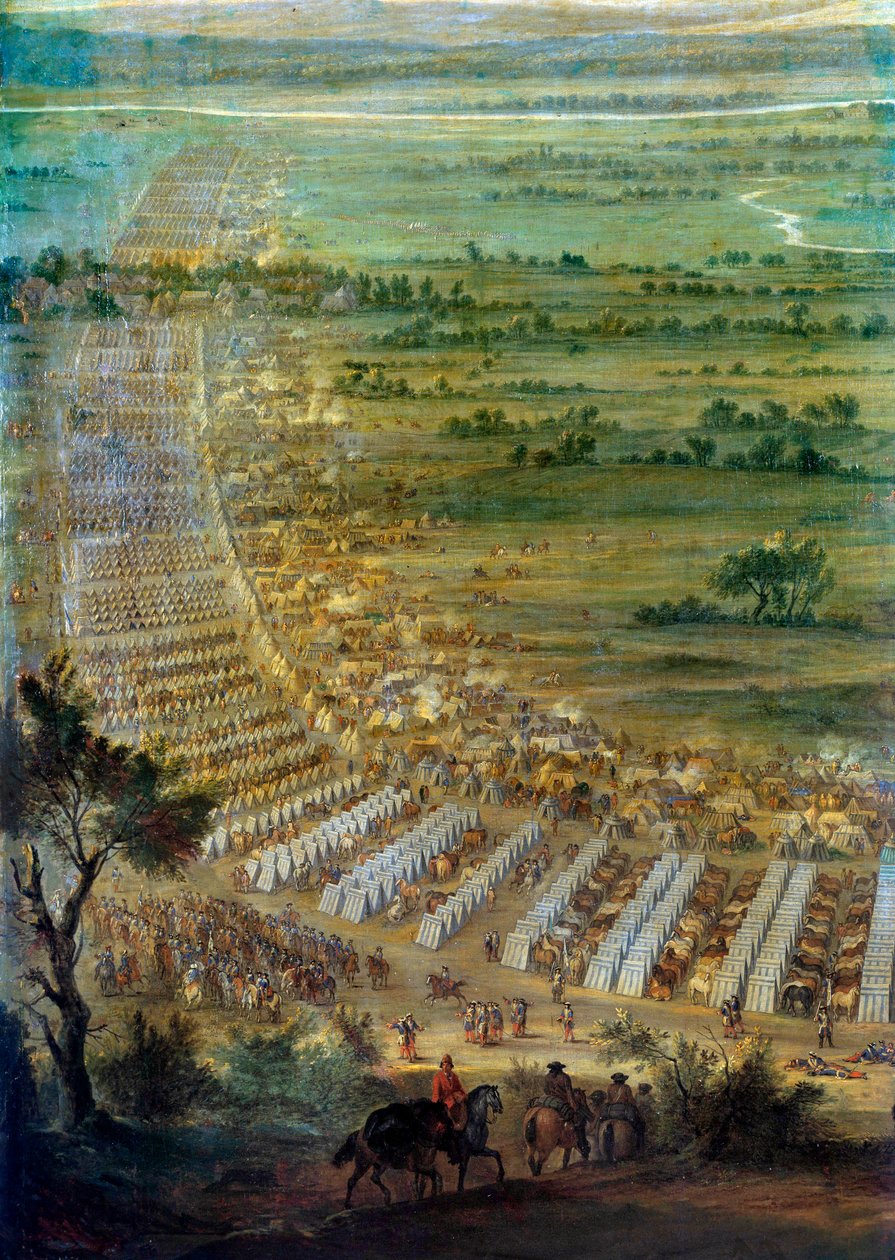 Captura de la ciudad de Dole en Franche Comte por Luis XIV (1638-1715), el 6/06/1674 Detalle que representa el campamento militar. Pintura de Juan Pablo (conocida hacia 1675-1683). Sol 2,29x3,3 m Versalles, musee du chateau de Edouard Antoine Renard