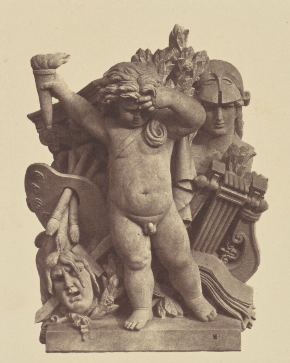 ["Les Beaux-arts", Escultura de Nicolas Guillemin, Decoración del Louvre, París]. de Édouard Baldus