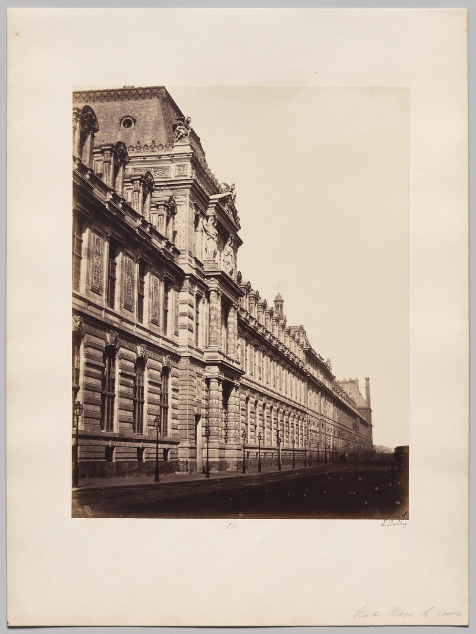 Louvre, fachada de la rue de Rivoli, París de Édouard Baldus