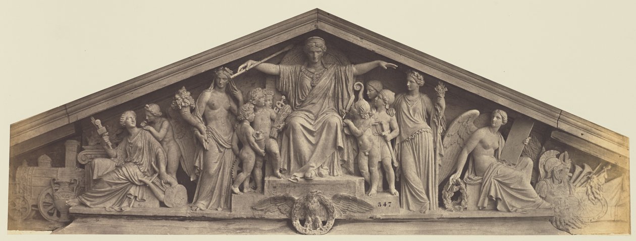 Frontón del Pabellón Richelieu, Louvre, París de Édouard Baldus