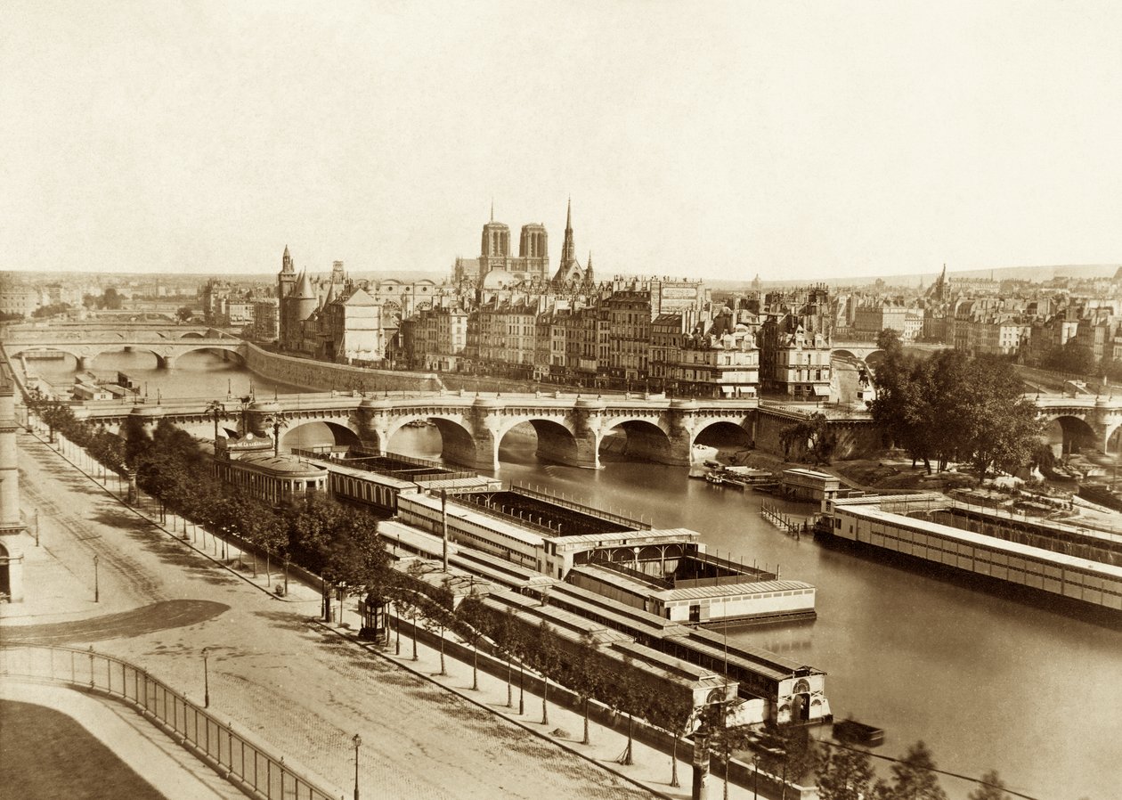 El Sena con puentes, al fondo Notre-Dame de París de Édouard Baldus