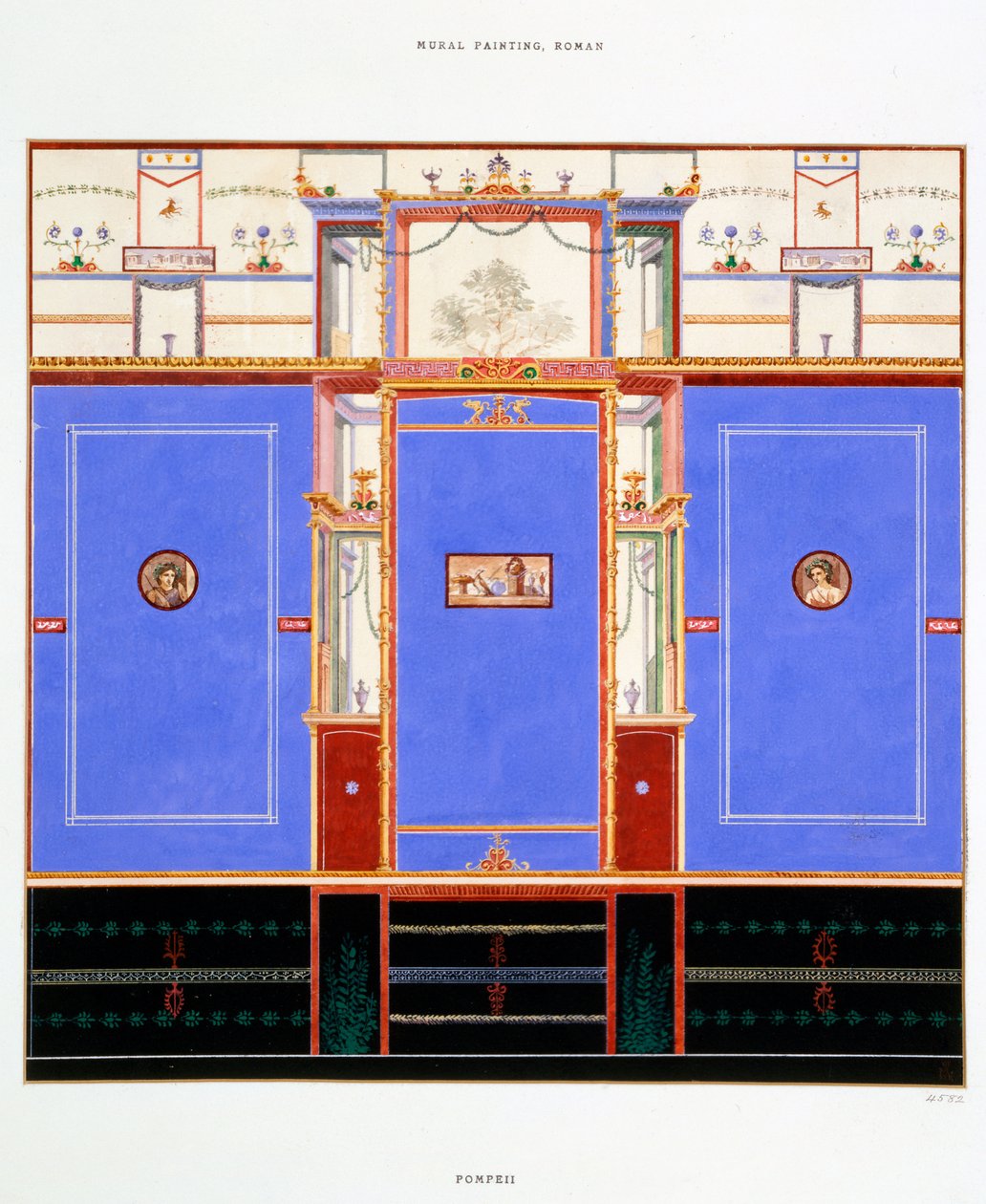 Decoración mural, Casa de los Dioscuros, Pompeya de Edouard Clerievanse
