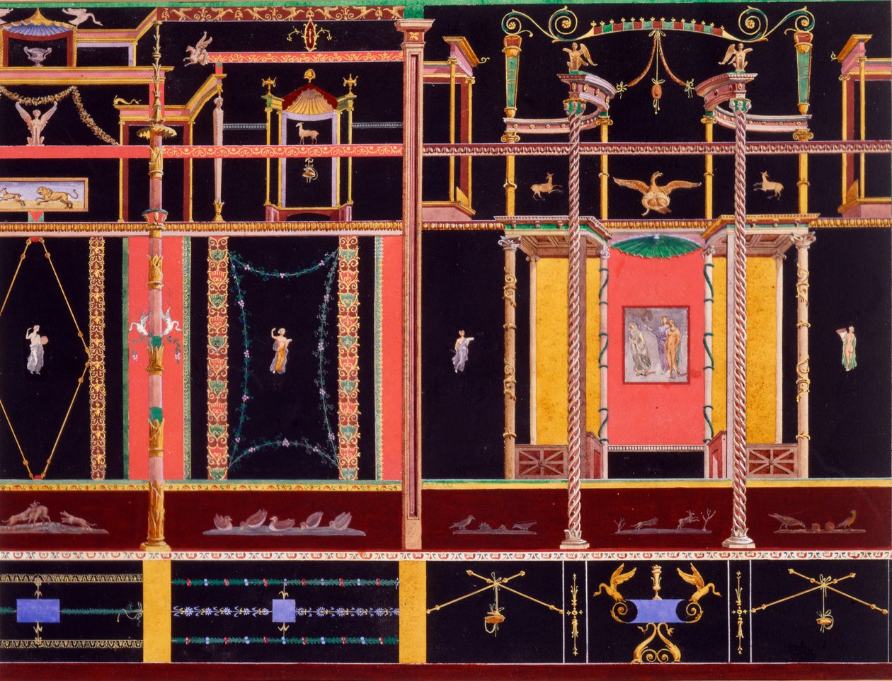 Decoración mural de la Casa de los Dioscuros, Pompeya de Edouard Clerievanse