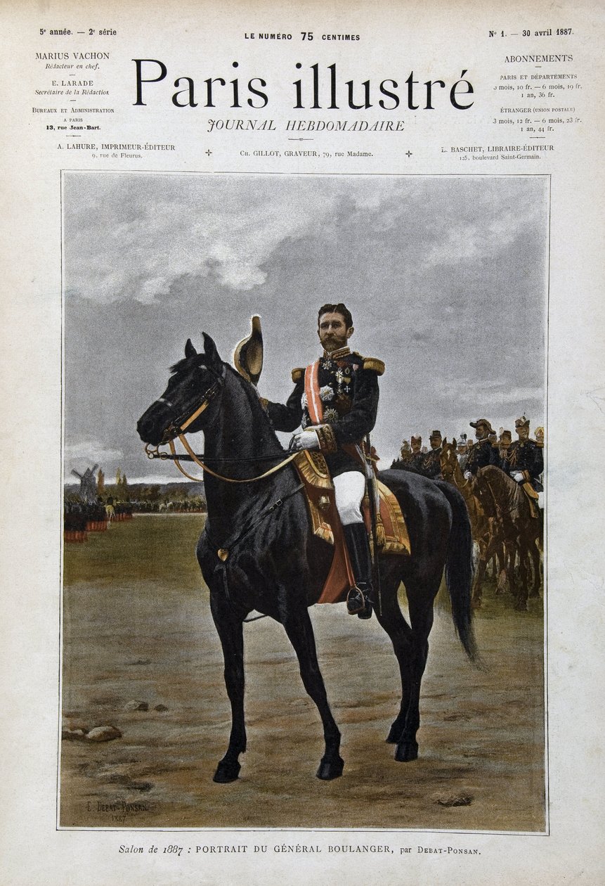 Retrato ecuestre del General Georges Boulanger (1837-1891), político después de Edouard Debat Ponsan (Debat-Ponsan) de Edouard Debat Ponsan