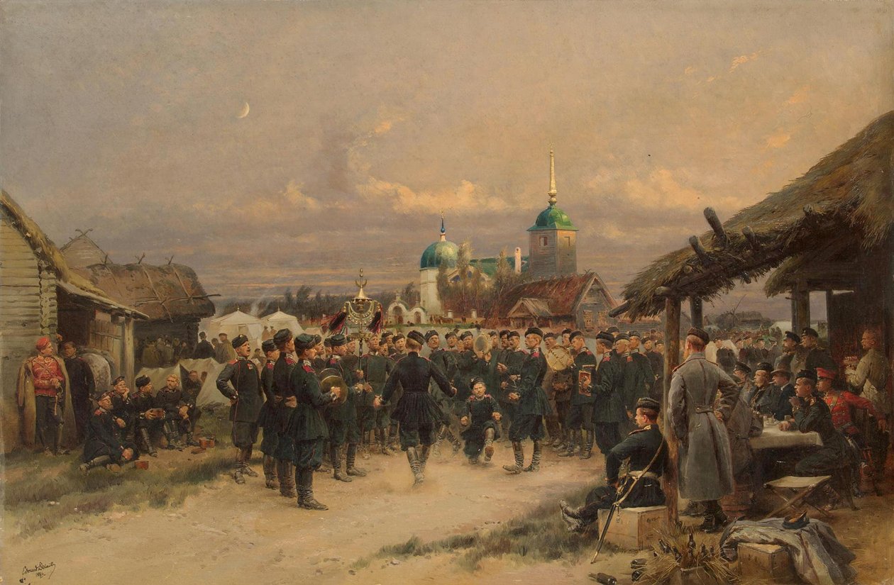 Cantantes del 4º Batallón de Fusileros de la Guardia de Vida de la Familia Imperial en Tsarskoye Selo, 1889 de Jean-Baptiste Edouard Detaille