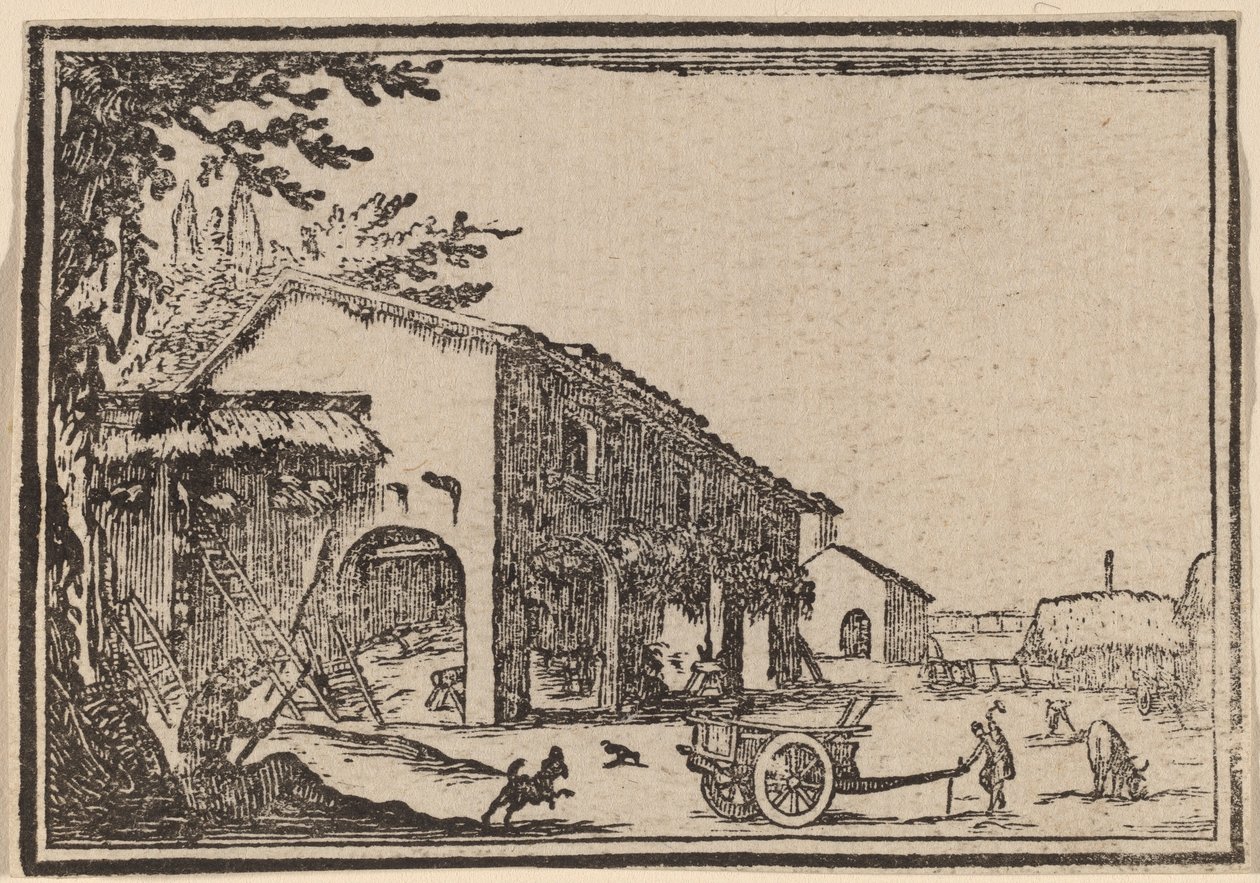 Patio de una granja de Edouard Eckman after Jacques Callot