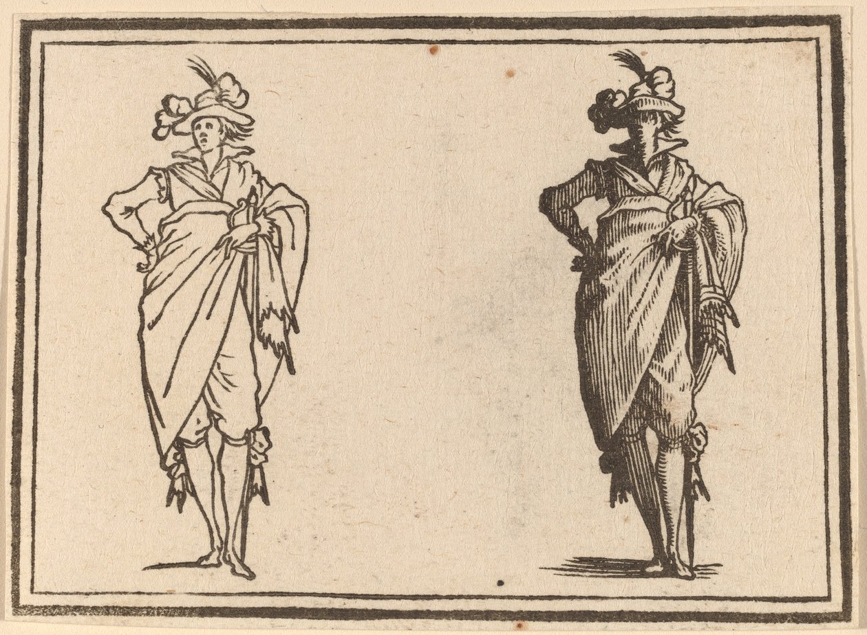 Caballero visto de frente con la mano en la cadera de Edouard Eckman after Jacques Callot