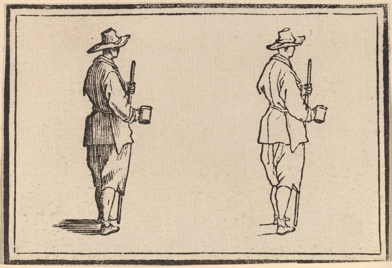 Campesino con una taza de Edouard Eckman after Jacques Callot
