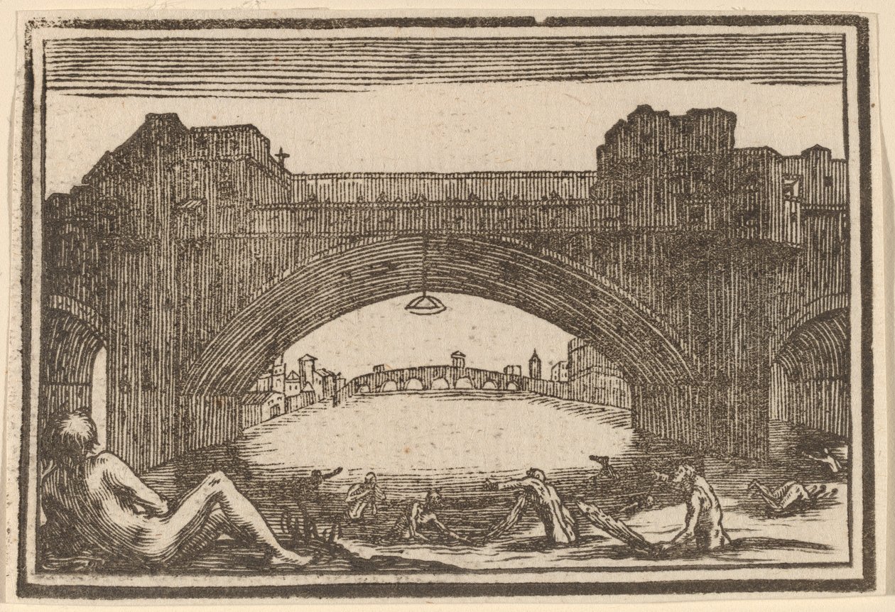 Ponte Vecchio, Florencia de Edouard Eckman after Jacques Callot