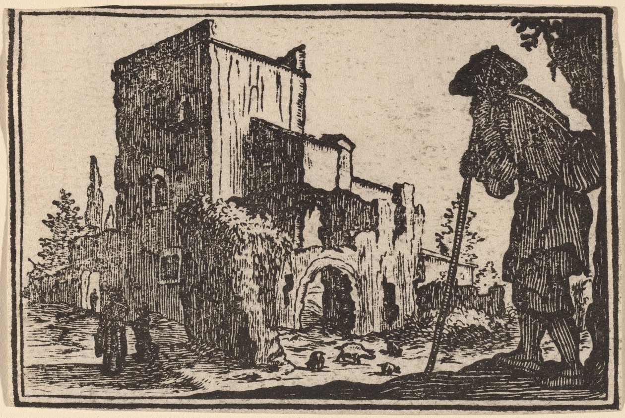 Pastor y ruinas de Edouard Eckman after Jacques Callot