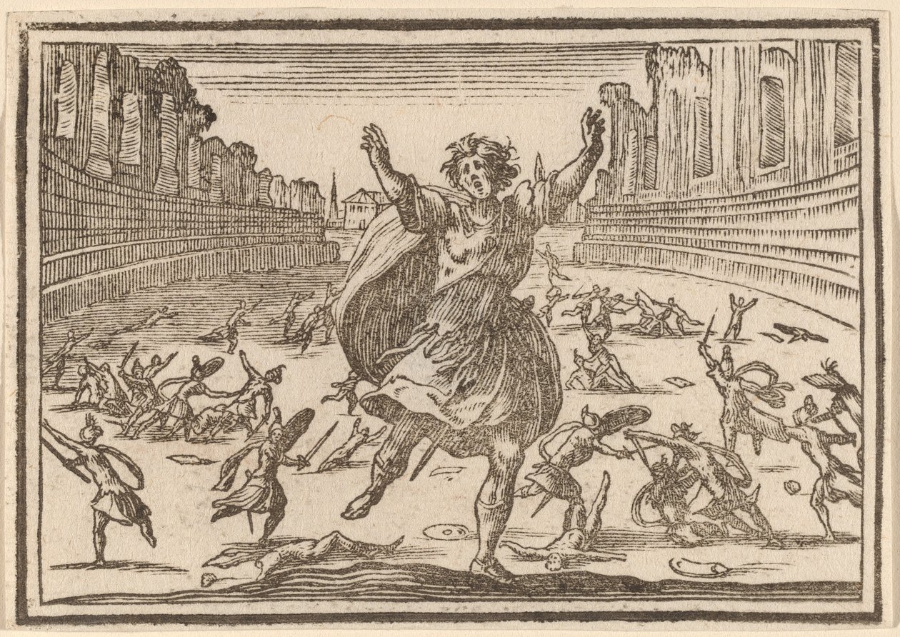 Escaramuza en un circo romano de Edouard Eckman after Jacques Callot