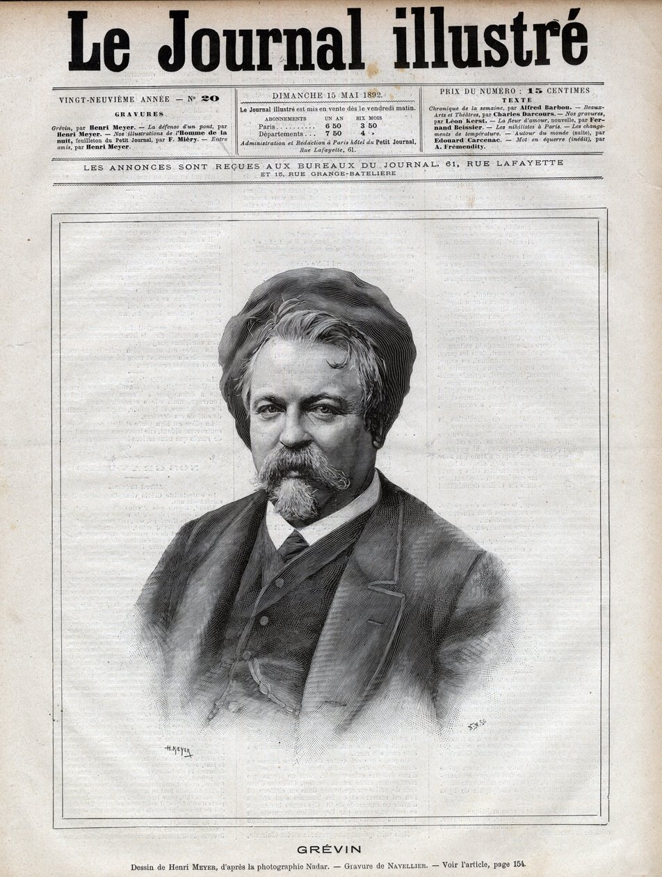 Alfred Grevin (1827-1892) escultor, caricaturista y diseñador de vestuario teatral francés - Grabado por Navellier después de la foto de Nadar en 