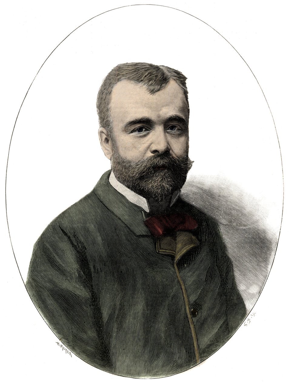 Retrato de Ernest Lavisse (1842-1922), historiador y académico francés - Grabado por Navellier en 