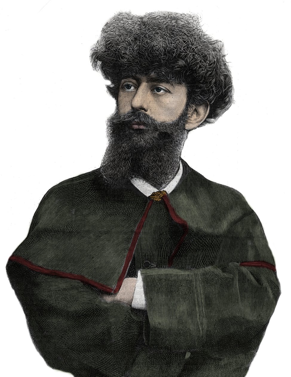 El Sar Merodack Josephin Peladan, seudónimo de Josephin Peladan (1858-1918) escritor y ocultista francés - Grabado por Navellier en “El Diario Ilustre” de 1892 de Edouard Felicien Eugene Navellier