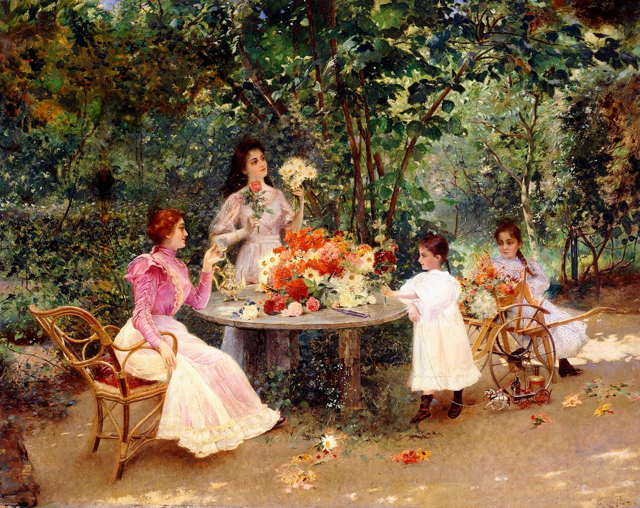 Hora del té en el jardín de Edouard Frederic Wilhelm Richter