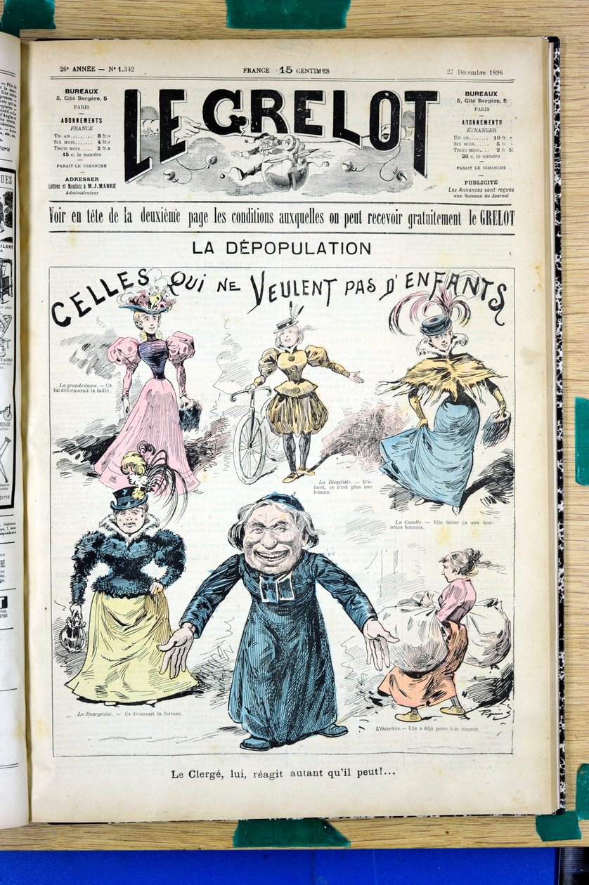 Portada de "Le Grelot", número 1342, Satírico en Colores de Edouard Guillaumin Pepin