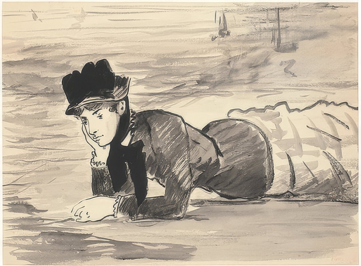 Annabel Lee en la playa. Alrededor de 1881 de Édouard Manet