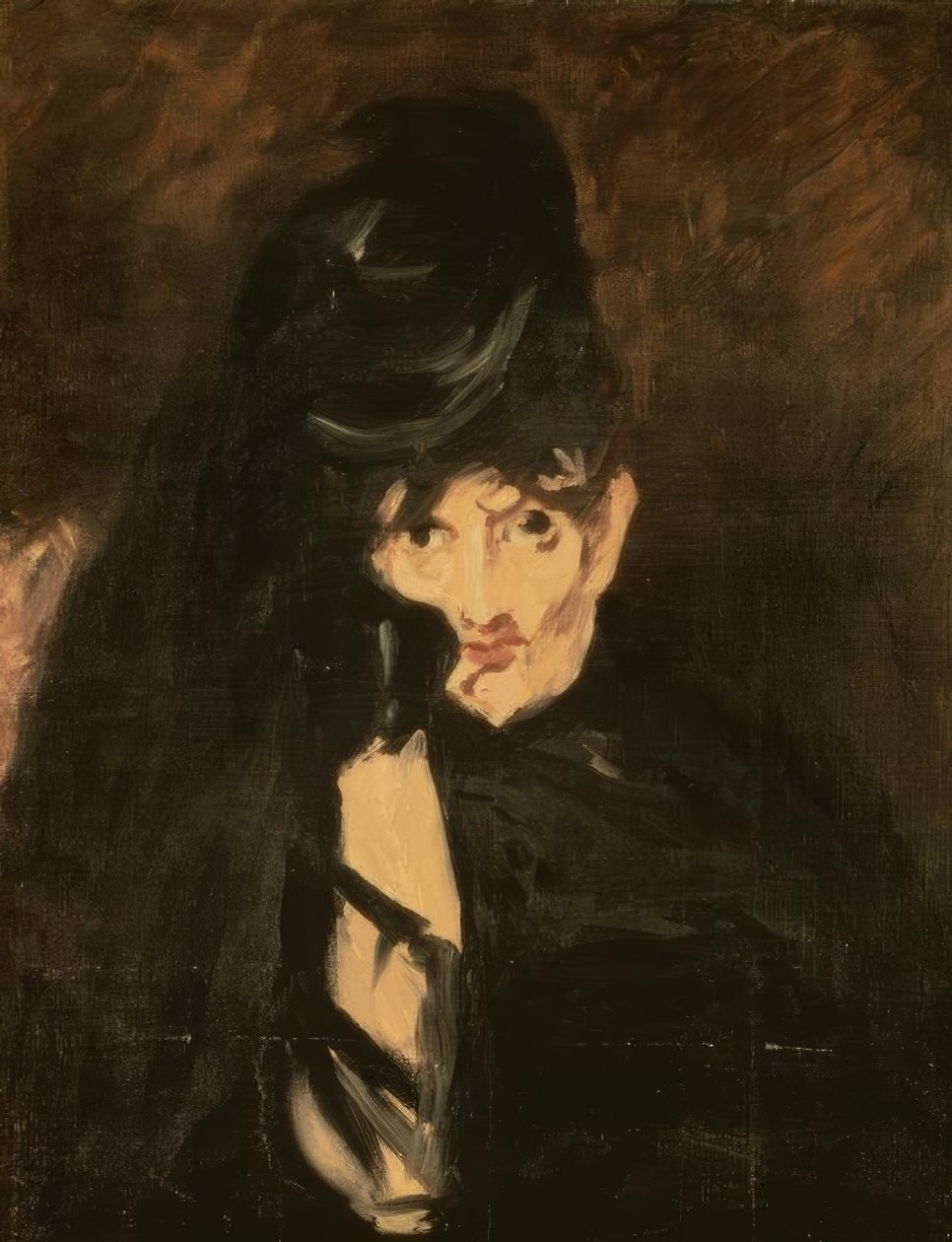 Berthe Morisot con sombrero de luto y velo largo de Édouard Manet