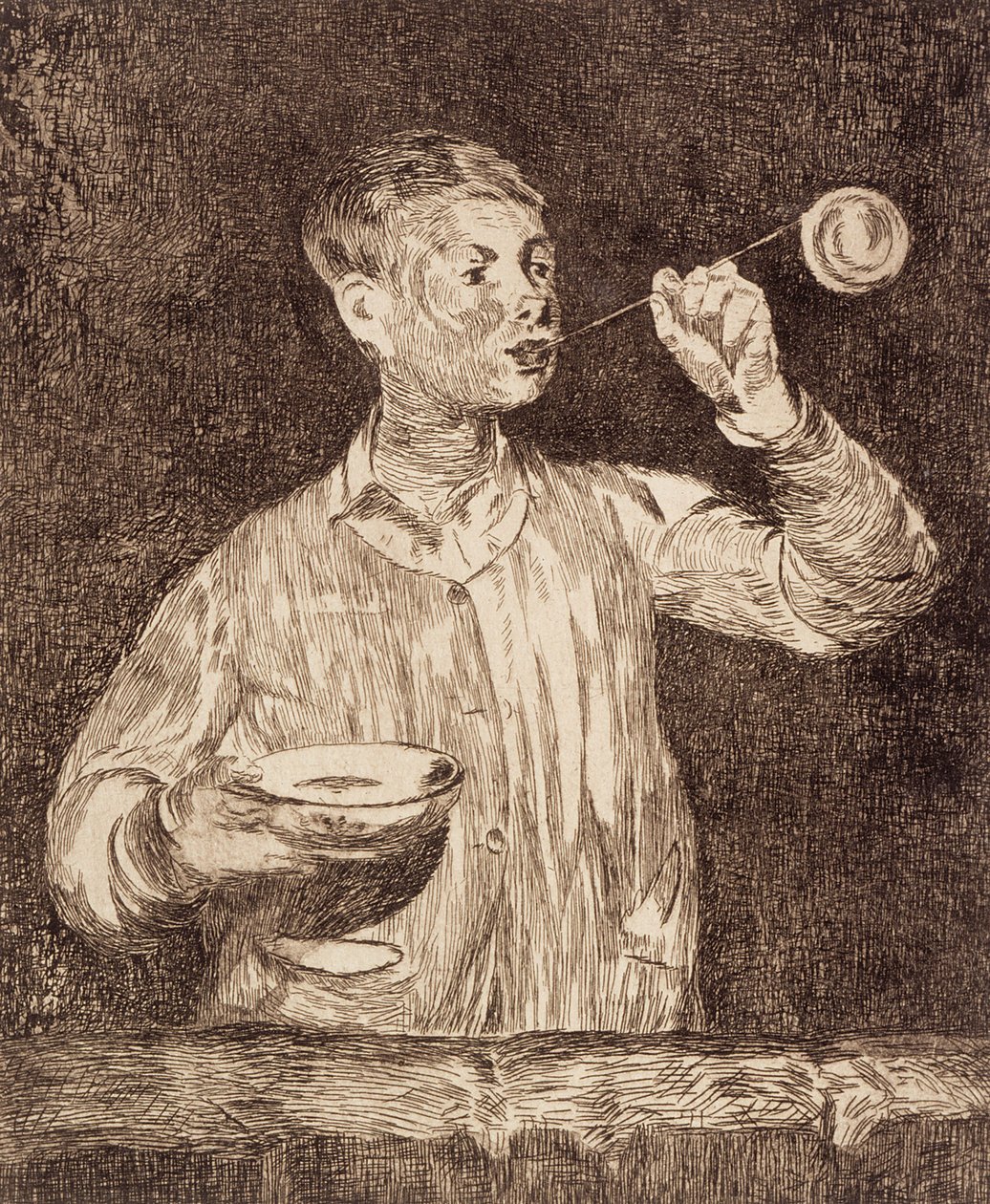 Niño soplando pompas de jabón de Édouard Manet