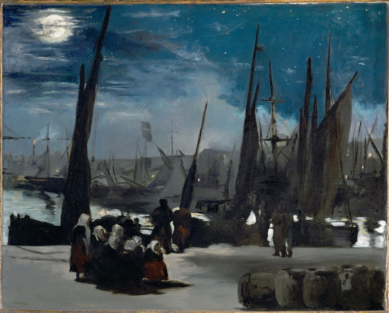 Clair de lune sur le port de Boulogne (óleo sobre lienzo) de Edouard Manet