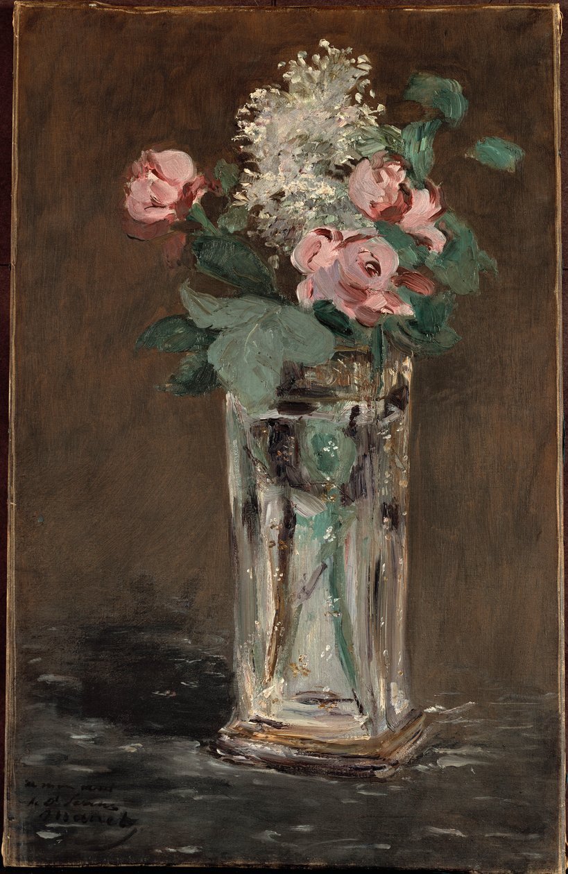 Flores en un jarrón de cristal de Édouard Manet