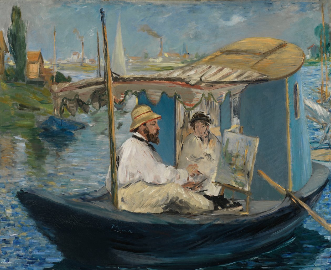 Alemán: Die Barke Claude Monet pintando en su barco-estudio de Édouard Manet