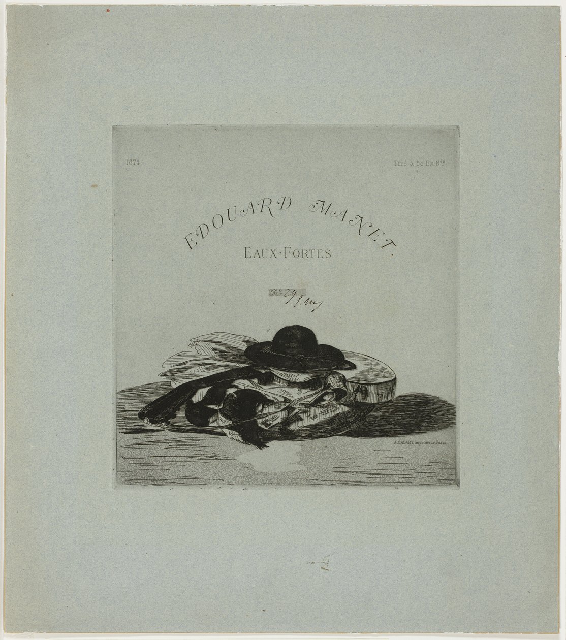 Sombrero y guitarra, frontispicio para la edición de catorce aguafuertes de Édouard Manet