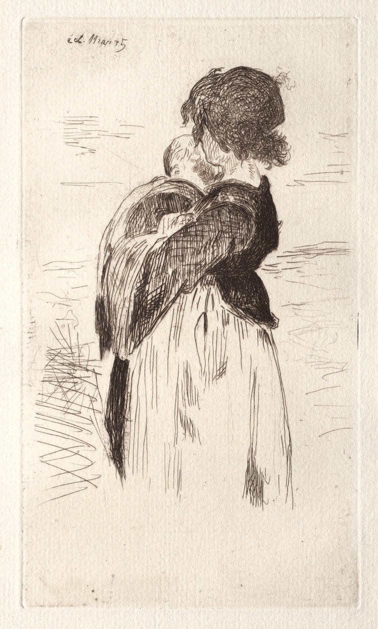 La niña pequeña sosteniendo un bebé de Édouard Manet