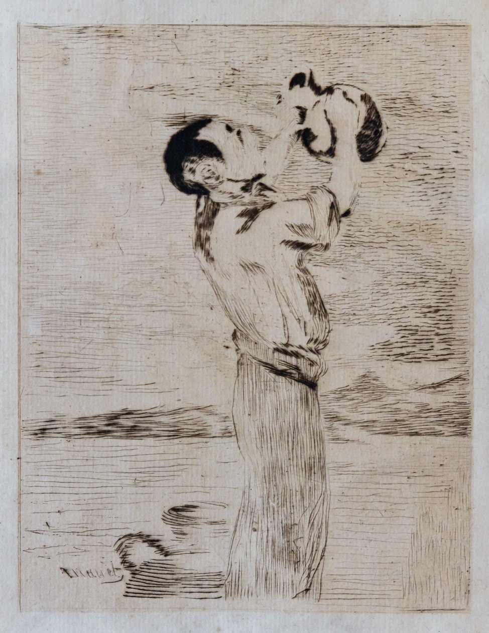 El bebedor de agua (grabado y punta seca) de Édouard Manet