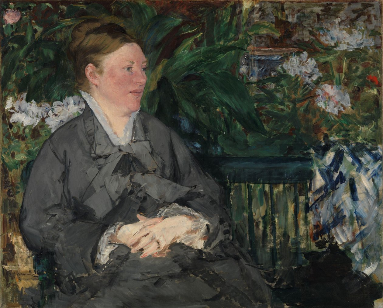 Madame Manet en el Conservatorio de Édouard Manet